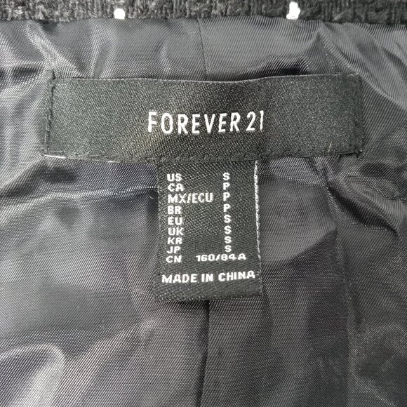 FOREVER 21 Black Long Sleeve Tweed Style Fitted Blazer Jacket Womens Size Small - Picture 7 of 9